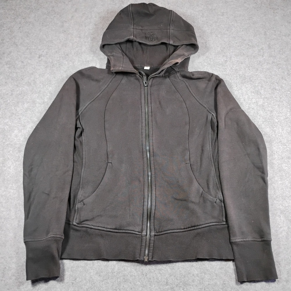 Lululemon Scuba Hoodie Full Zip Black LW4AWMS Women Size‎ 6 Thumbholes Fleece